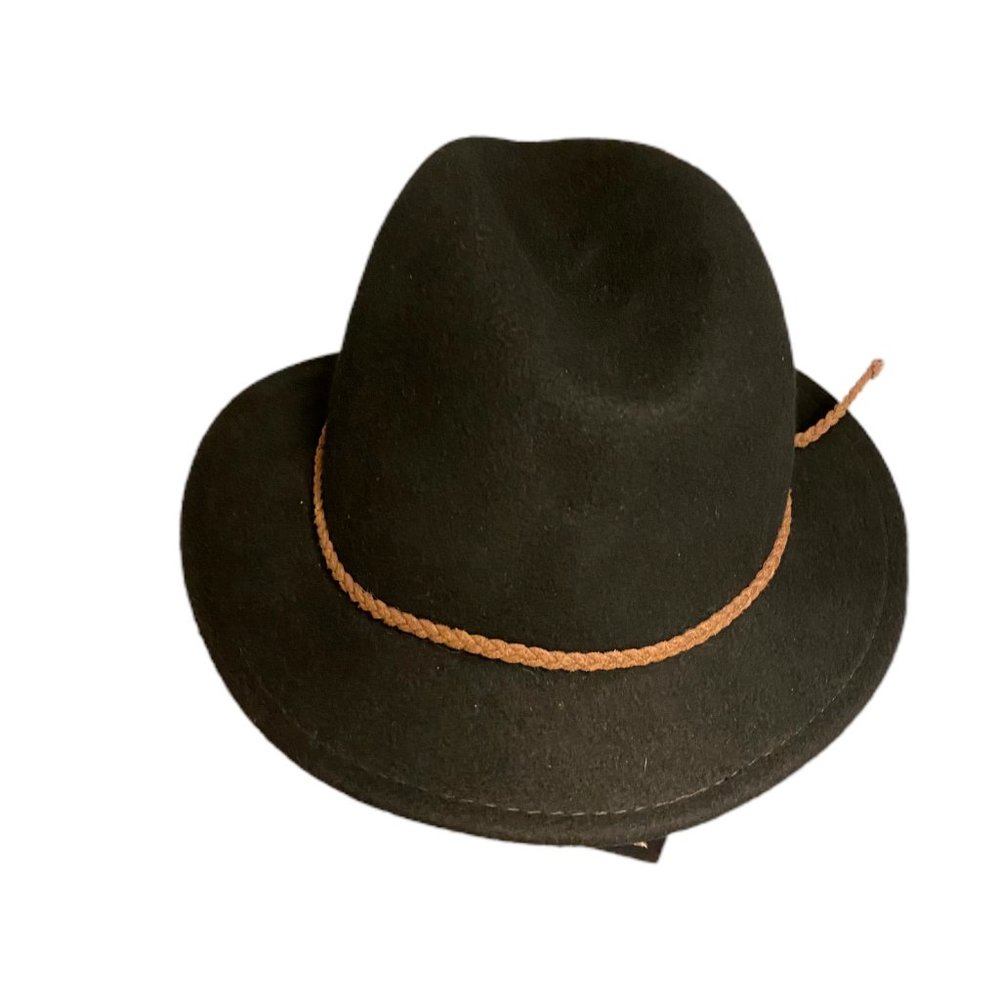 NEW Hat Attack Wool Felt Leather Braided Tie Medium Brim Black Fedora Hat OS - Picture 6 of 9